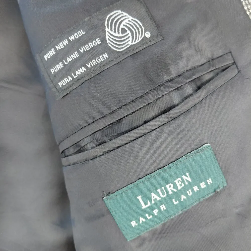 Ralph Lauren LRL Blazer Sport Coat Mens Size 40S Gray 100% Lambswool Suit Jacket